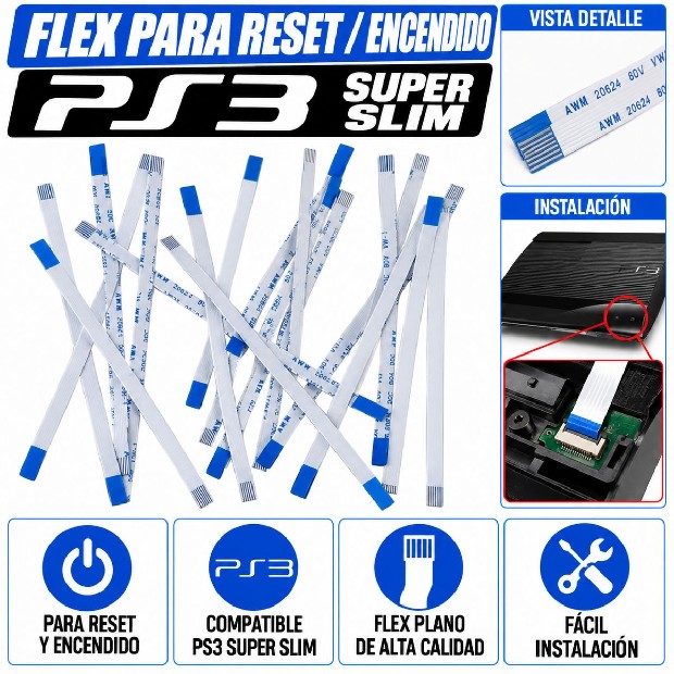 &ua FLEX PARA RESET ENCENDIDO PS3 SUPER SLIM